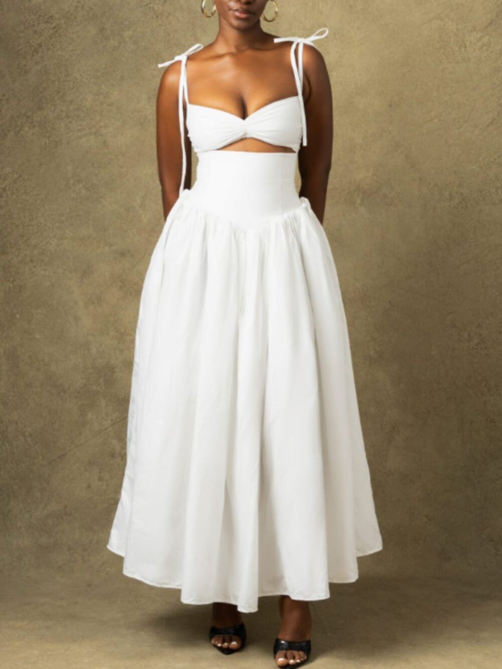 STELLA YEDIA WHITE BOMA CUTOUT ANKLE LENGTH SIZE UK 10 US 4 NWT